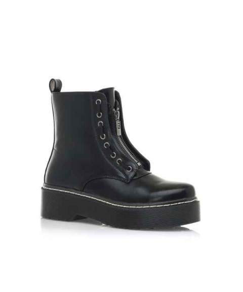 BOTIN MILITAR CREMALLERA Y CORDONES PISO GRUESO MUJER MUSTANG 58267